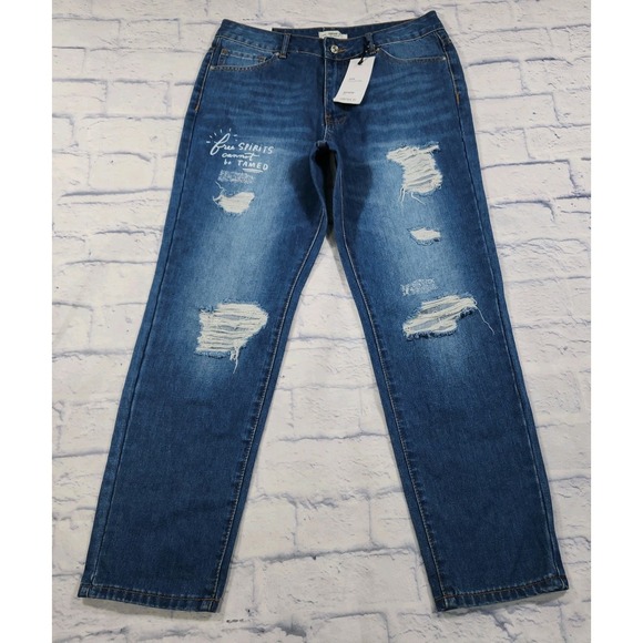 Forever 21 WOMENS SIZE 27 Jeans Boyfriend Midrise Relaxed Fit Blue - Picture 1 of 16